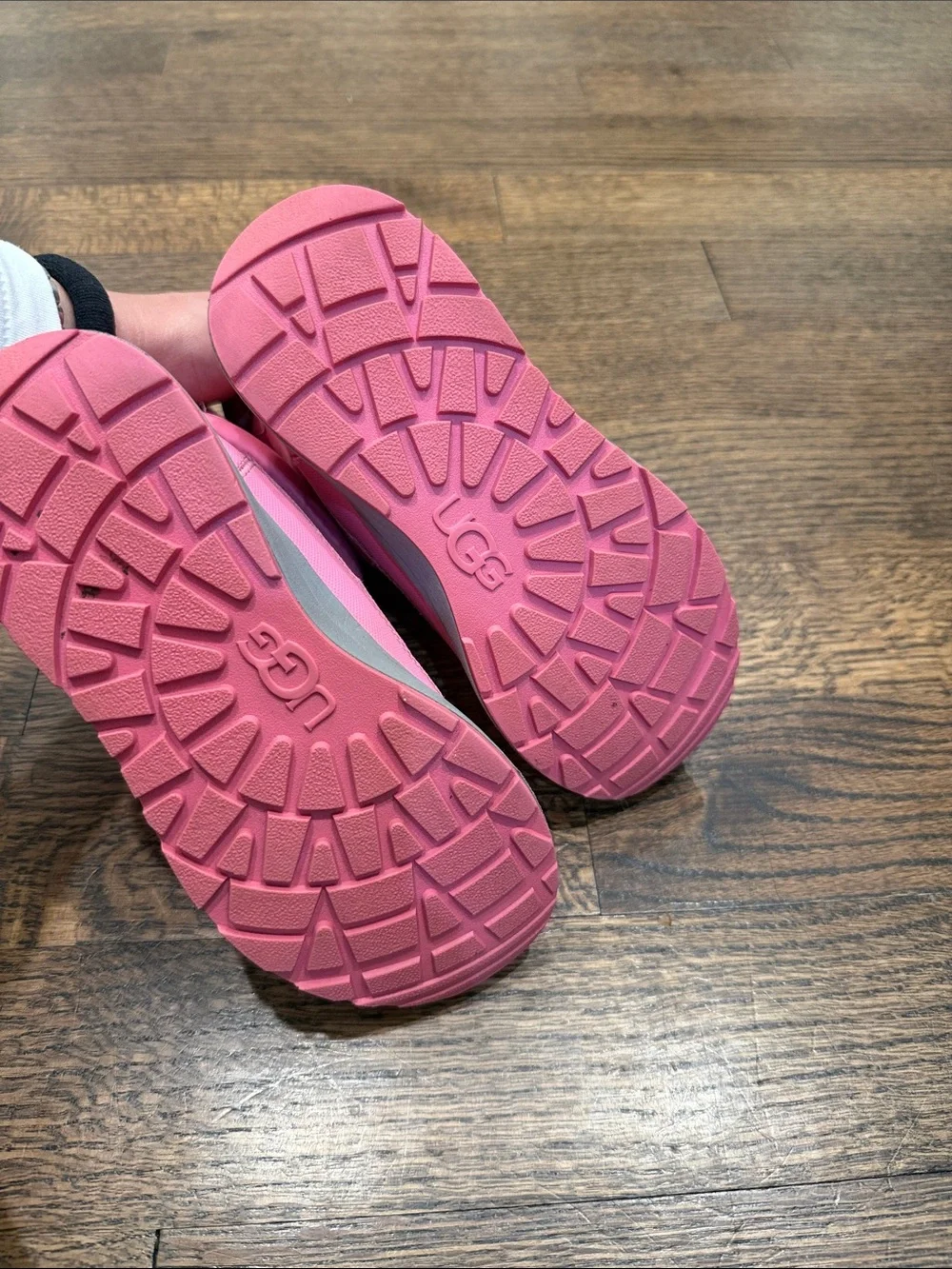 UGG Kids Pink Snow Boots with Rainbow Trim